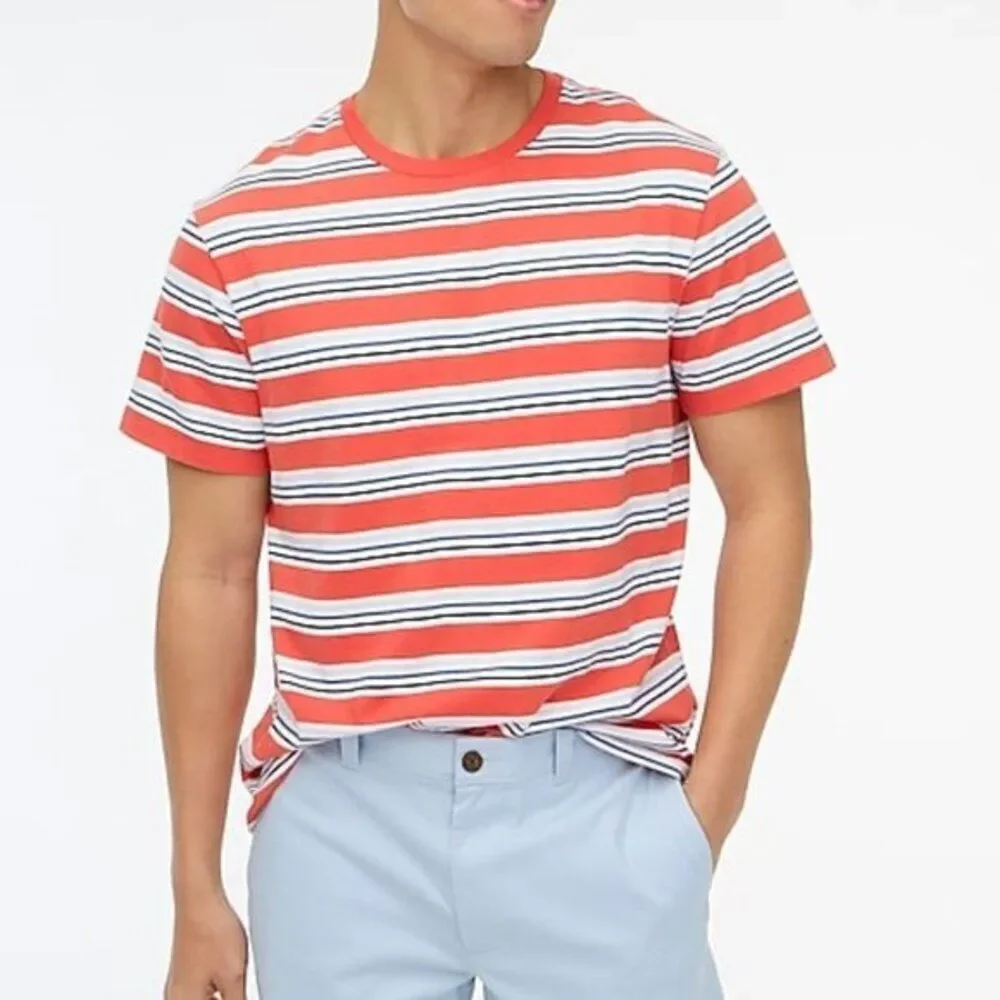 J Crew Men's Striped‎ Tee Orange XXL